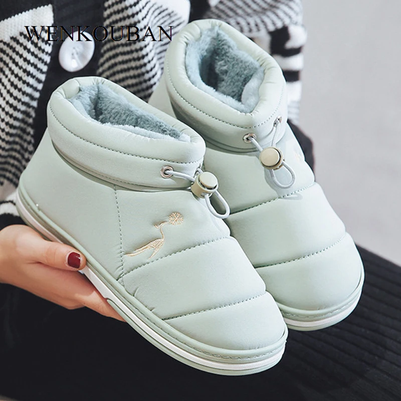 Ботильоны для женщин зимние водонепроницаемые ботинки снега плюшевая обувь на