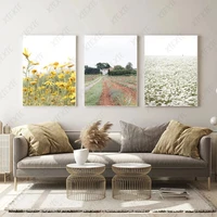 fresh pastoral style poster yellow red flower sea canvas painting wallpaper art print picture craft for home decoration