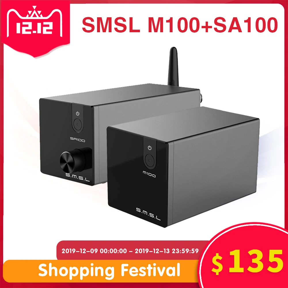 SMSL SA100+ M100 Hifi Профессиональный усилитель мощности TPA3116D2 50 Вт M100 USB DAC DSD512 XMOS bluetooth amp 2(2,0