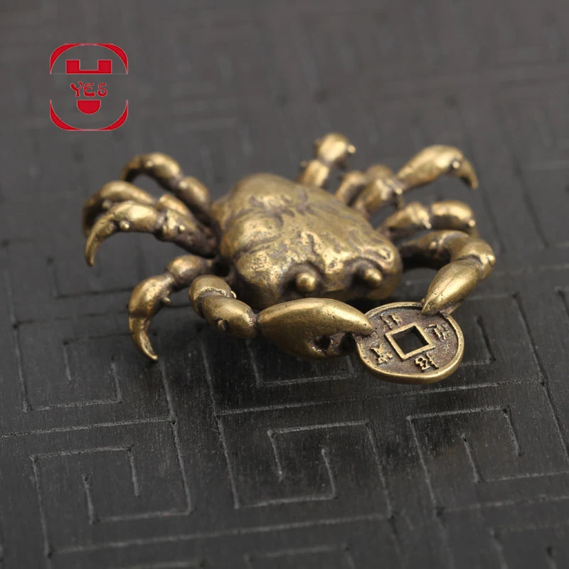 Креативная ретро мини латунная статуя краба животного подвеска держатель для