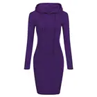 Повседневное однотонное платье-свитшот с капюшоном, Женская осенне-зимняя одежда, женское худи с передним карманом и кулиской, платье, уличная одежда