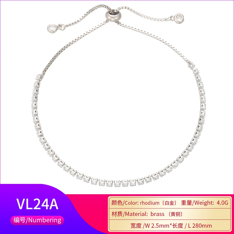 HECHENG 2 5 мм 8 цветов CZ регулируемый браслет кристалл Очаровательные радужные