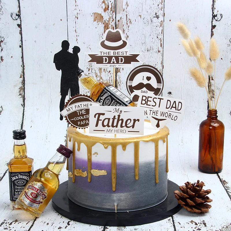 1 комплект торт с надписью Happy Father's Day лучший папа я люблю тебя супер герой