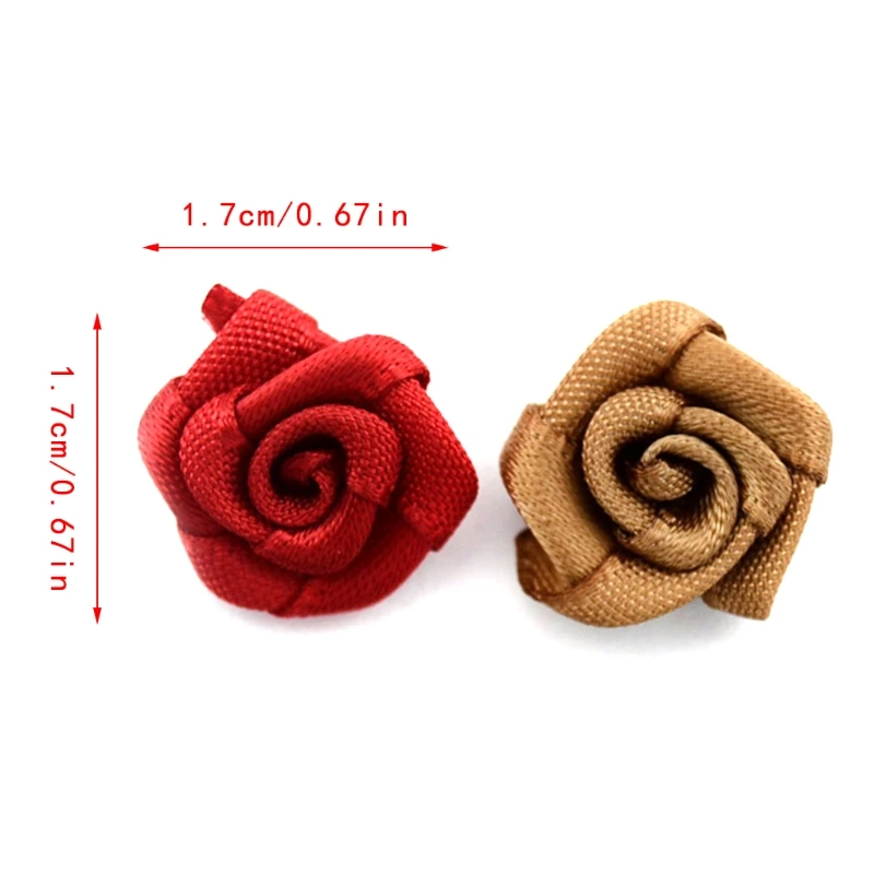 

100pcs Satin Ribbon Rose Flower Bow Appliques Wedding Decor Appliques Sewing DIY