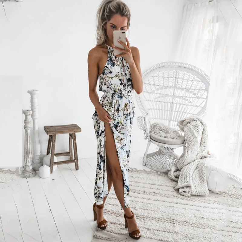 Женское богемное длинное платье без рукавов Элегантное летнее этническое