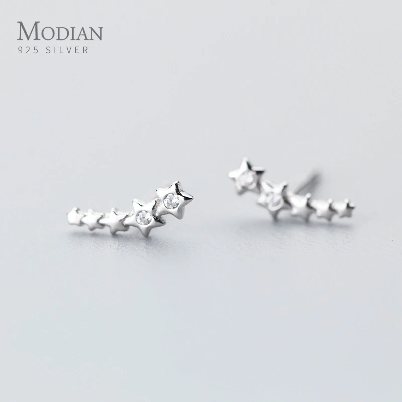 

Modian New Sale Charm Starry Stars Clear CZ Stud Earrings for Women Wedding 925 Sterling Silver Statement Jewelry Brincos