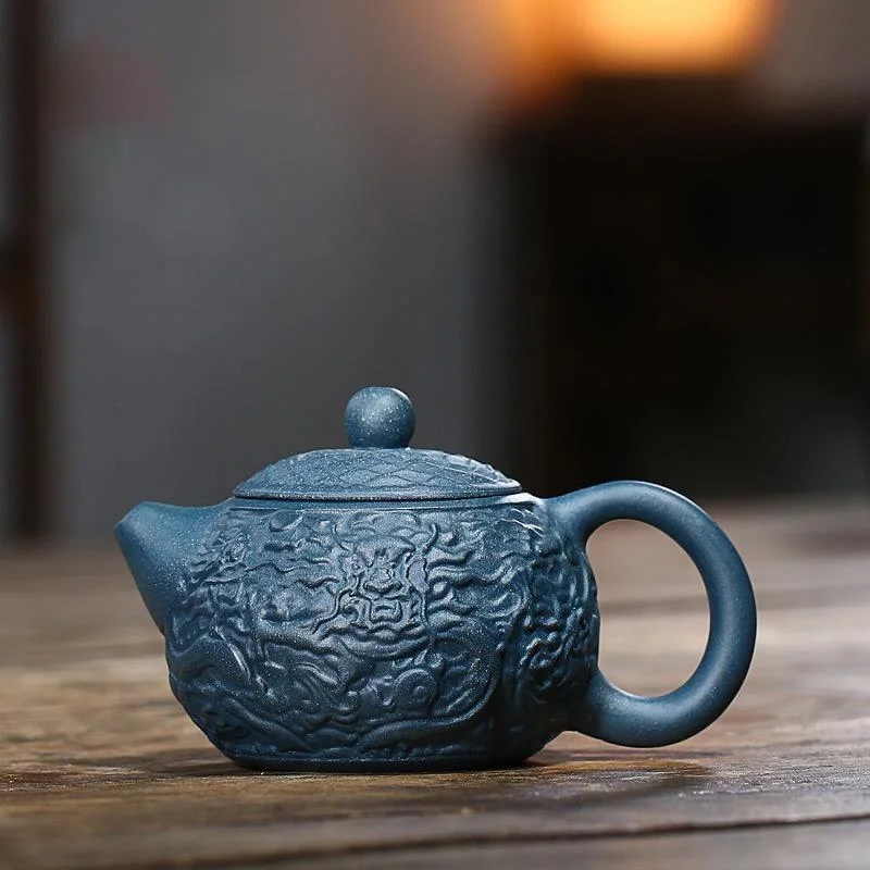 Китайский заварочный чайник ручной работы из фиолетовой глины чайники с узором в