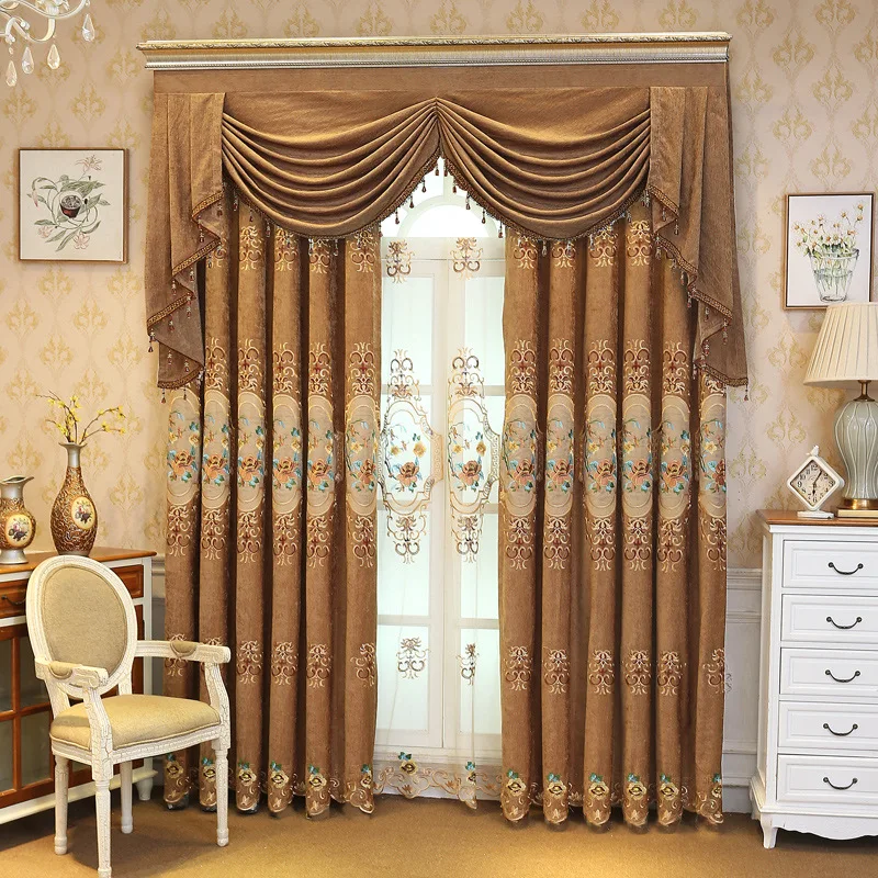 

В европейском стиле элегантные Шторы s для Гостиная класса люкс синель полые, затемненный драп Тюль-шторы для окон Шторы тюль для Спальня с в...