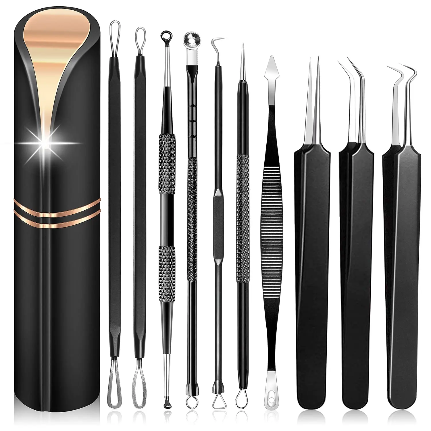 Nose Face Pimple Popper Tool Kit 10Pcs Blackhead Remover Stainless Steel  Extractor Acne Tools for Blemish Whitehead Popping Zit