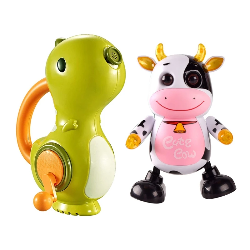 

Детская электрическая Поющая движущаяся Танцующая Милая модель коровы робот игрушка с ручным распылением воды Детский динозавр детская иг...