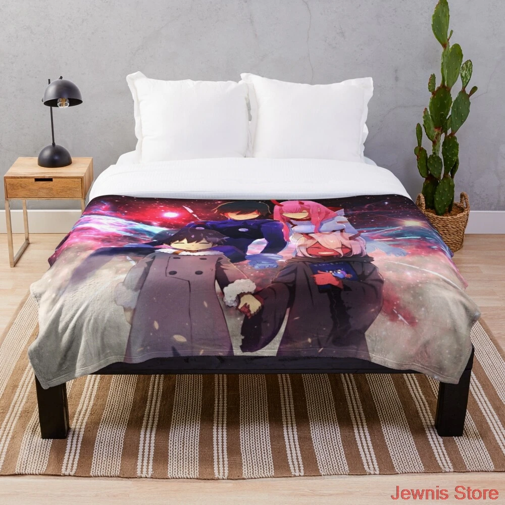 

Darling In The FranXX 3 Blanket Warm Cozy Letter Throw Blanket Print on Demand Sherpa Blankets for Sofa Thin Quilt
