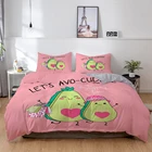 Комплект постельного белья Kawaii авокадо 3D, детское постельное белье с фруктами и мультяшными рисунками, милый комплект пододеяльникапододеяльника, наволочка для мальчиков и девочек