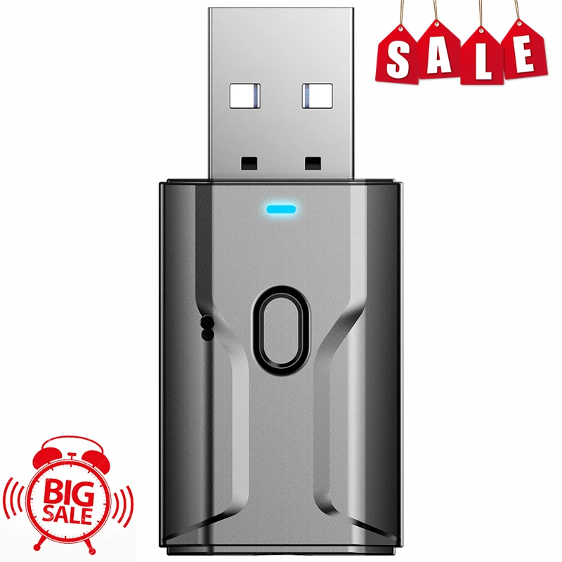 

USB Bluetooth Receiver Transmitter Audio Bluetooth 5.0 Adapter For Car PC TV HD HiFi Receptor Wireless Adapter 3.5MM AUX
