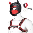 Маска-капюшон для щенков, БДСМ, бондаж, кожаный мужской нагрудный ремень, шейный ошейник, сексуальный костюм, фетиш, собака, ролевые игры, секс-игрушки