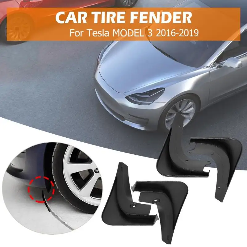 4 шт. Брызговики для автомобиля брызговики крылья Tesla модель 3 2019 черный низкая