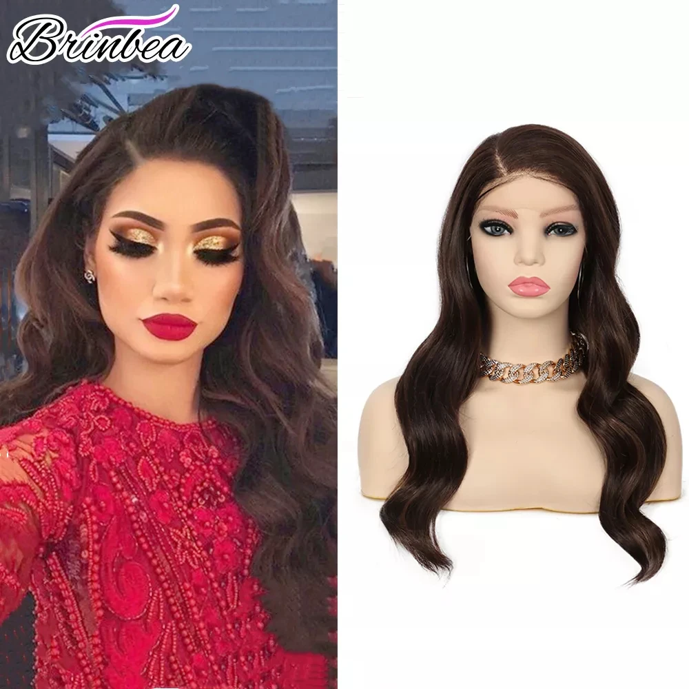 

Brinbea 24 Inch Synthetic Lace Front Wigs with Body Wave Baby Hair for Women Long Body Wavy Curly Wig Heat Resistant Side Parted