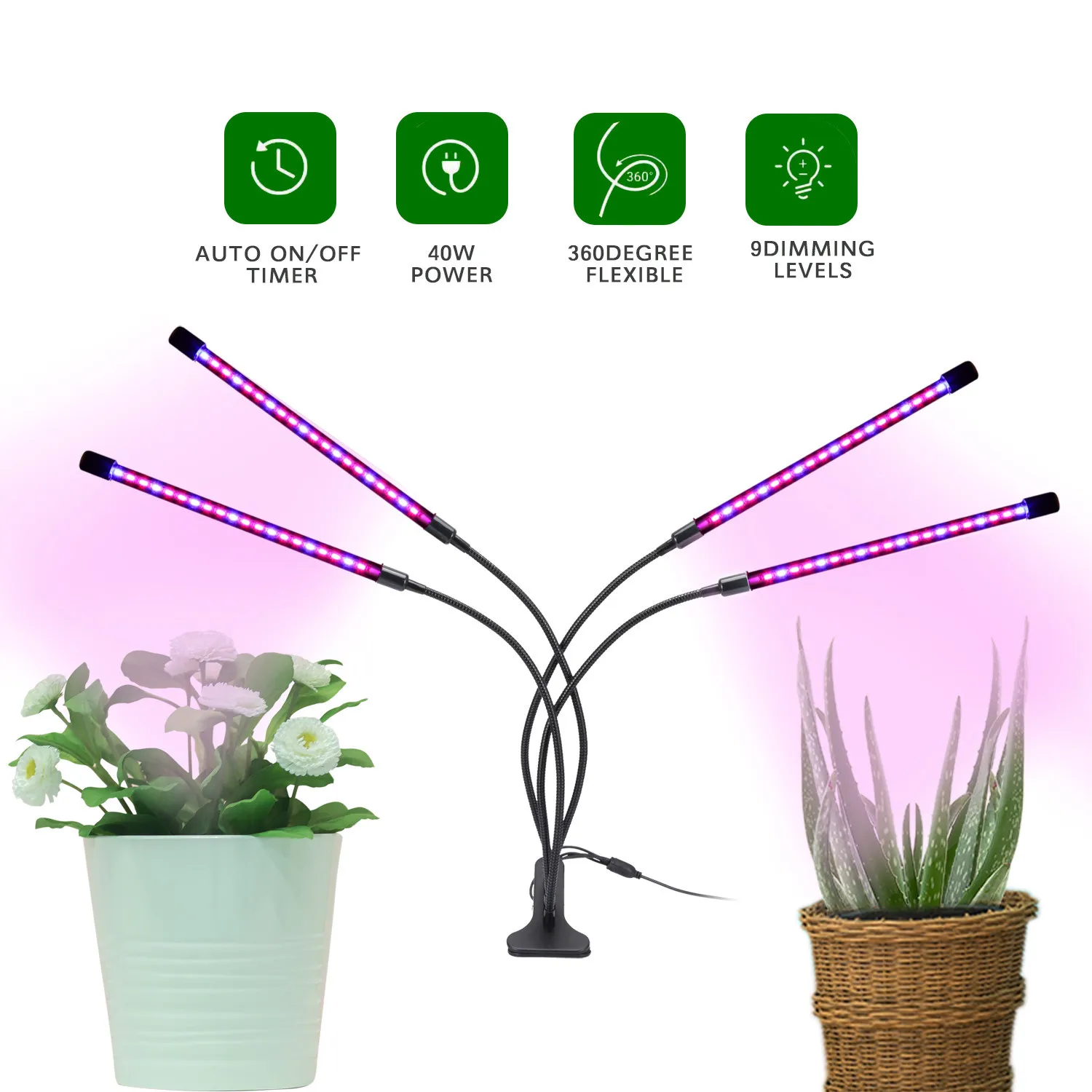

ED Succulent Plant Growing Lamps Head Strip Clip Lamps Black