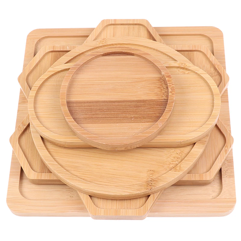 Бамбуковые круглые квадратные миски тарелки для суккулентов горшки подносы