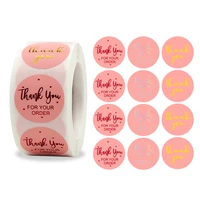 100 500 pcs 1 inch 3 designs pink bronzing thank you label stickers for gift card package party wedding wrapping baking