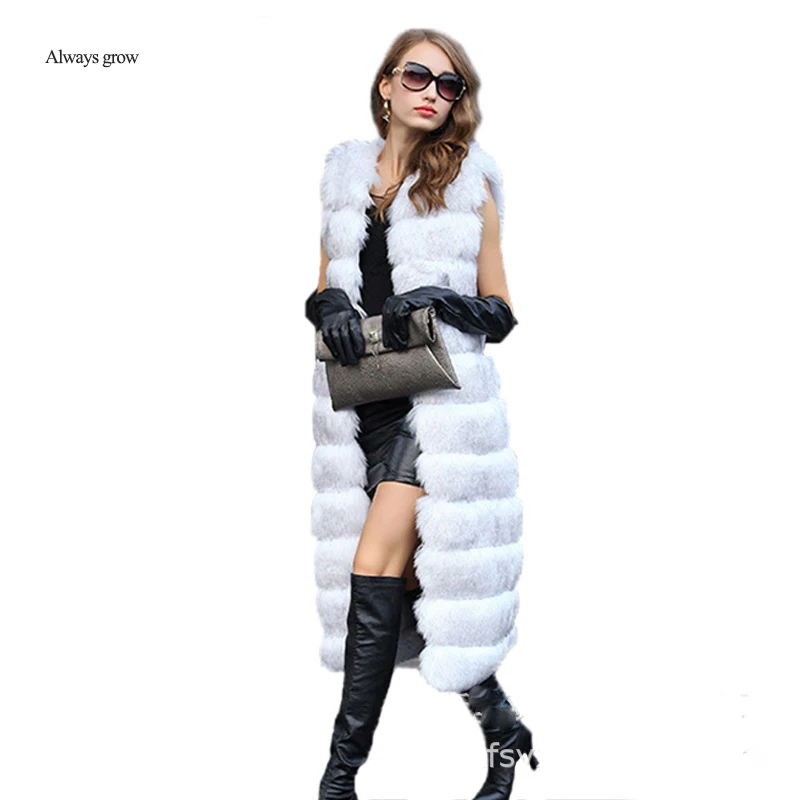 

Winter women coat Faux fox fur vest long style thick warm many colors