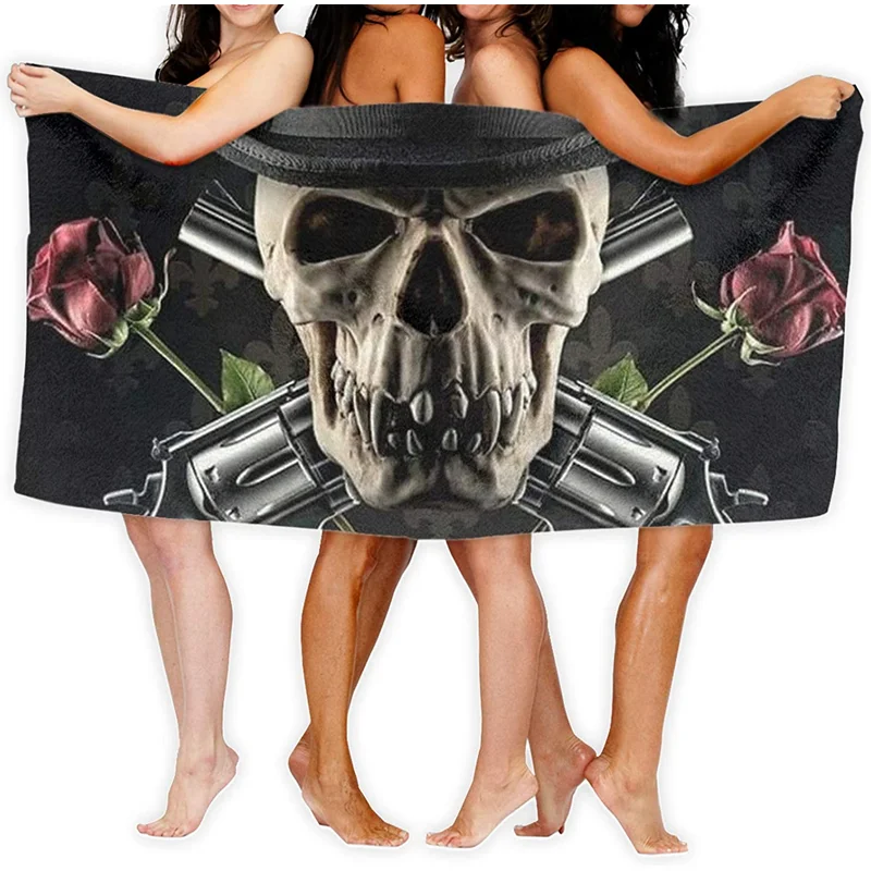 

Skull bath towel, 30"X50" swimming pool, spa and gym towels, quick-drying towels 100% microfiber