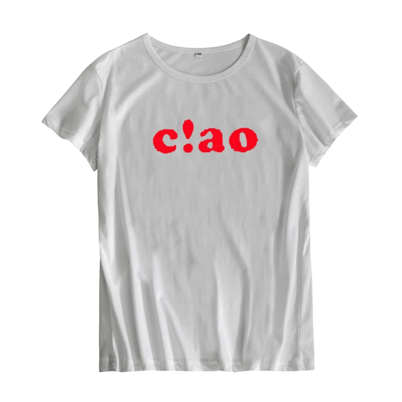 Женская футболка с коротким рукавом Ciao летняя хлопковая надписью Hello Red