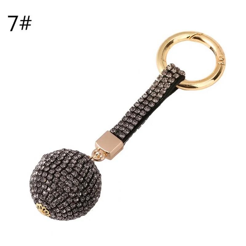 

X5QE стразы Хрустальный кожаный шар брелок Подвеска для автомобиля