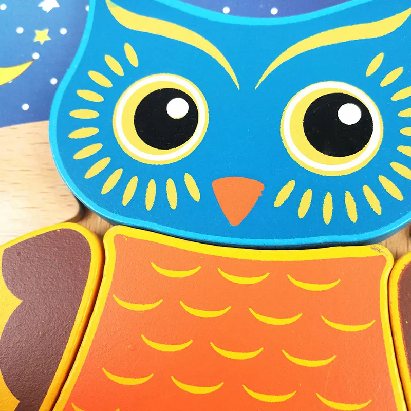 Деревянные игрушки Детский 3D пазл Раннее Обучение головоломки с животными