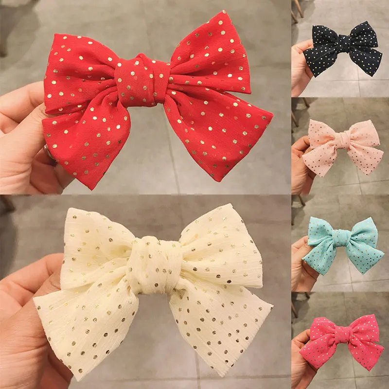 

2021 Korea Fashion Red Wave Dot Big Bow Fabric Hairpin Female Elegant Party Headdress Super Floral Hair Accessories Wholesale