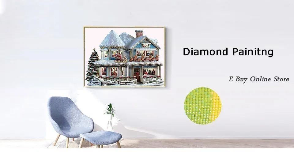 Huacan алмазная живопись 5D «сделай сам» зима Алмаз мозаичная Полная площадь Рождество Пейзаж Изображение горного хрусталя мозаика картины