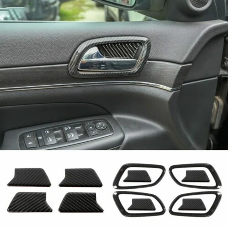 

Автомобильная крышка дверной ручки из углеродного волокна, наклейки на дверную чашу, украшение интерьера для Jeep Grand Cherokee 2011-2020