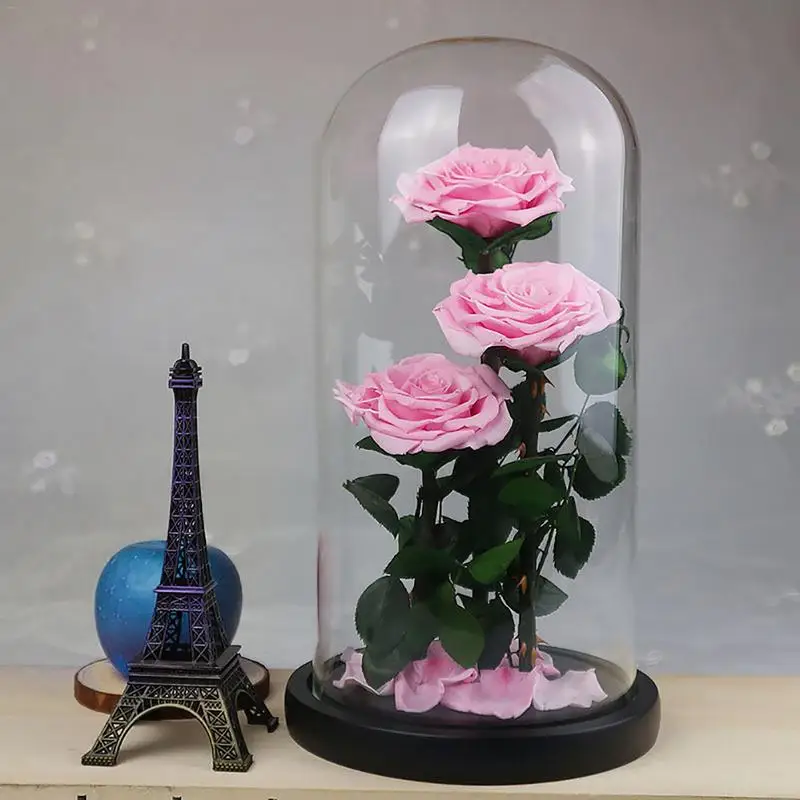 

2021 Dried Eternal Roses Flowers Endless Preserved Roses Flower In Glass Valentine's Day Birthday Gift Wedding Party Decor