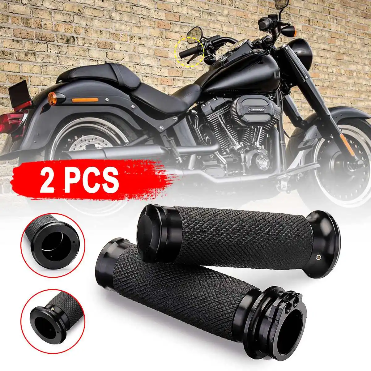 

2Pcs Black 1" (25mm) Soft Aluminum and Rubber Hand Grips Handle bar For Harley Davidson Touring Sportster XL883 Dyna