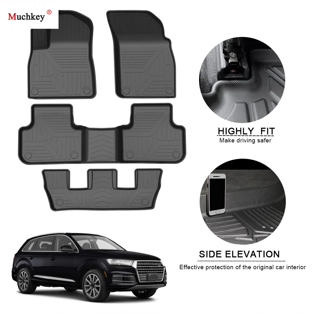 

TPE Car Floor Mats For AUDI Q7 2016-2020 7 Seat Waterproof Foot Pad Rubber Carpets Auto Floor Liner Automobile Accessories