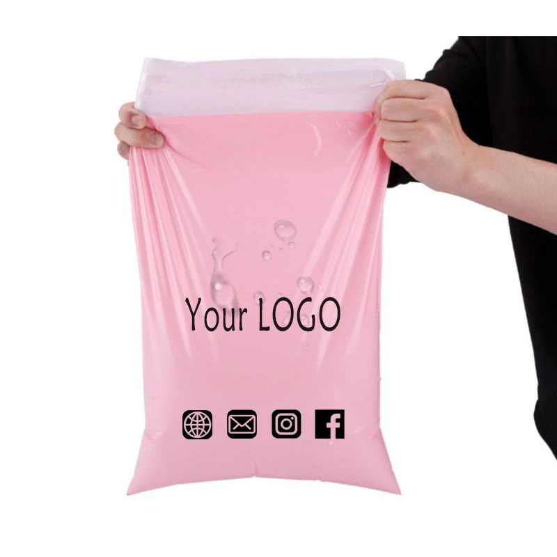 50Pcs/Lots PE Plastic Self-Seal Mailbag Light Pink Poly Envelope Waterproof Postal Courier Bags Delivery Package Packaging