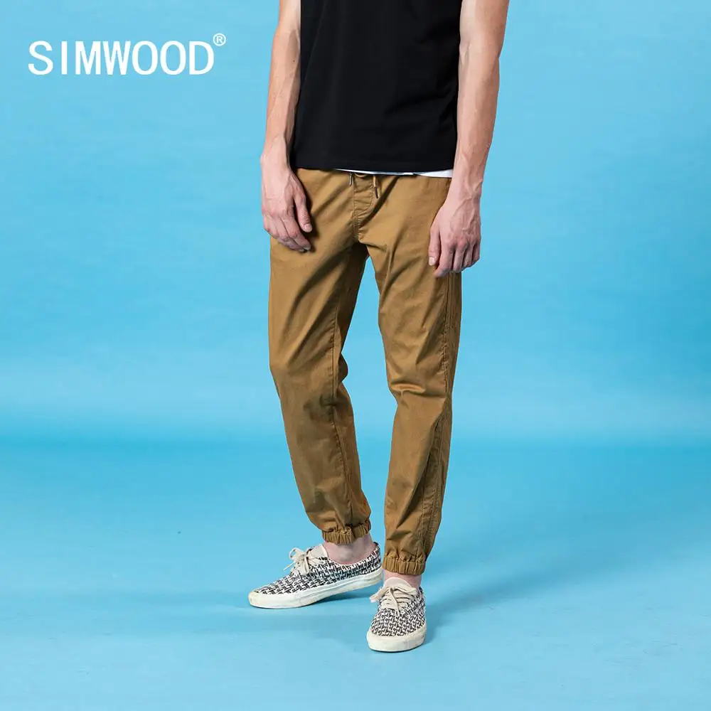 Мужские брюки SIMWOOD на шнурке спортивные штаны с ферментной стиркой джоггеры до