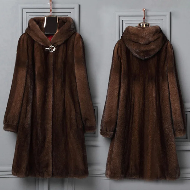 

Шуба женская из натуральной норки, пальто из натурального меха норки, Длинная зимняя одежда в стиле оверсайз, размеры 6xl, 5xl, 7xl