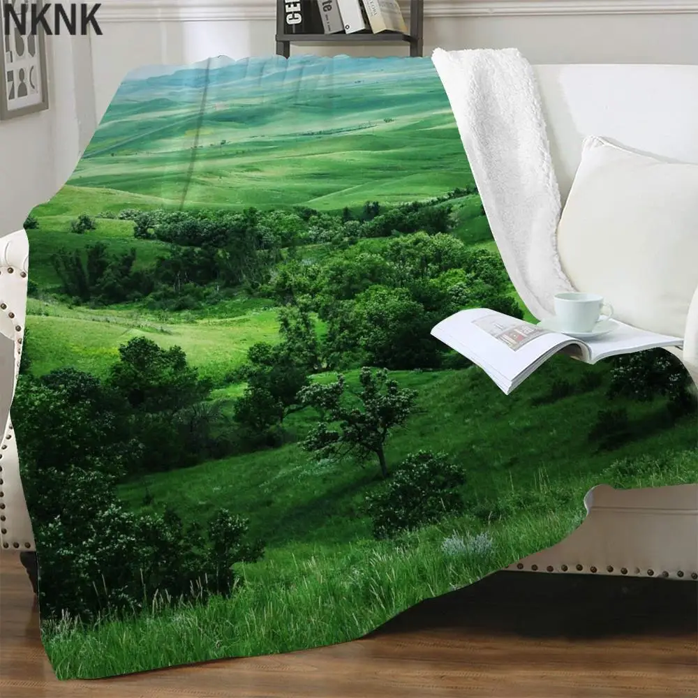 

NKNK Brank Nature Blanket Mountains Bedding Throw Forest Thin Quilt Landscape Bedspread For Bed Sherpa Blanket New High Quality