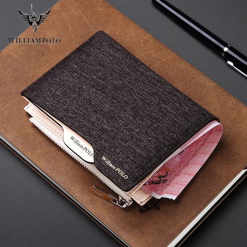 Мужские кожаные кошельки WILLIAMPOLO тонкий мужской кошелек с отделением для карт