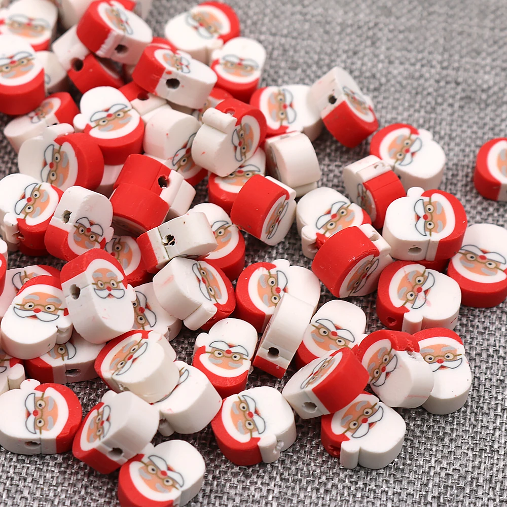 

Potosala Cute Santa Claus Polymer Clay Loose Spacer Beads For DIY Bracelet Necklace Jewelry Accessories Making 10mm 100pcs