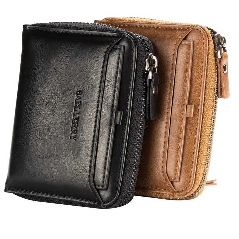 

Baellerry Men's Wallet Business Card Holder Vertical Wallet Men's Coin Purse Retro Leather Wallet Card Bag Small Wallet