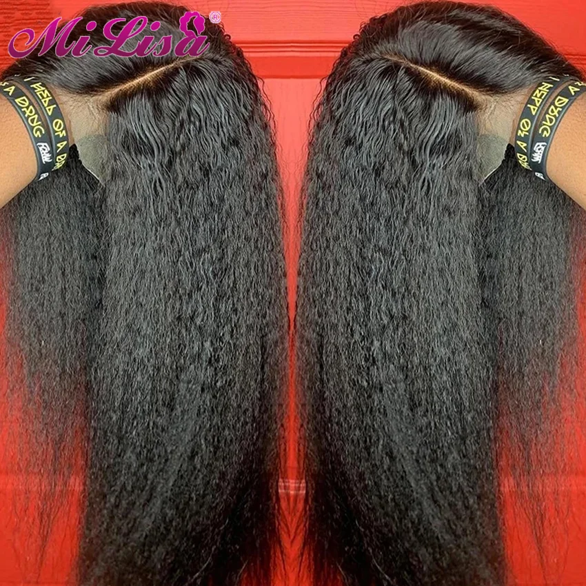 

30 Inch Lace Front Wig 13x6x1 Kinky Straight Wigs With Baby Hair 150 Density Wig Pre Plucked Remy Peruvian Cheap Yaki Human Hair