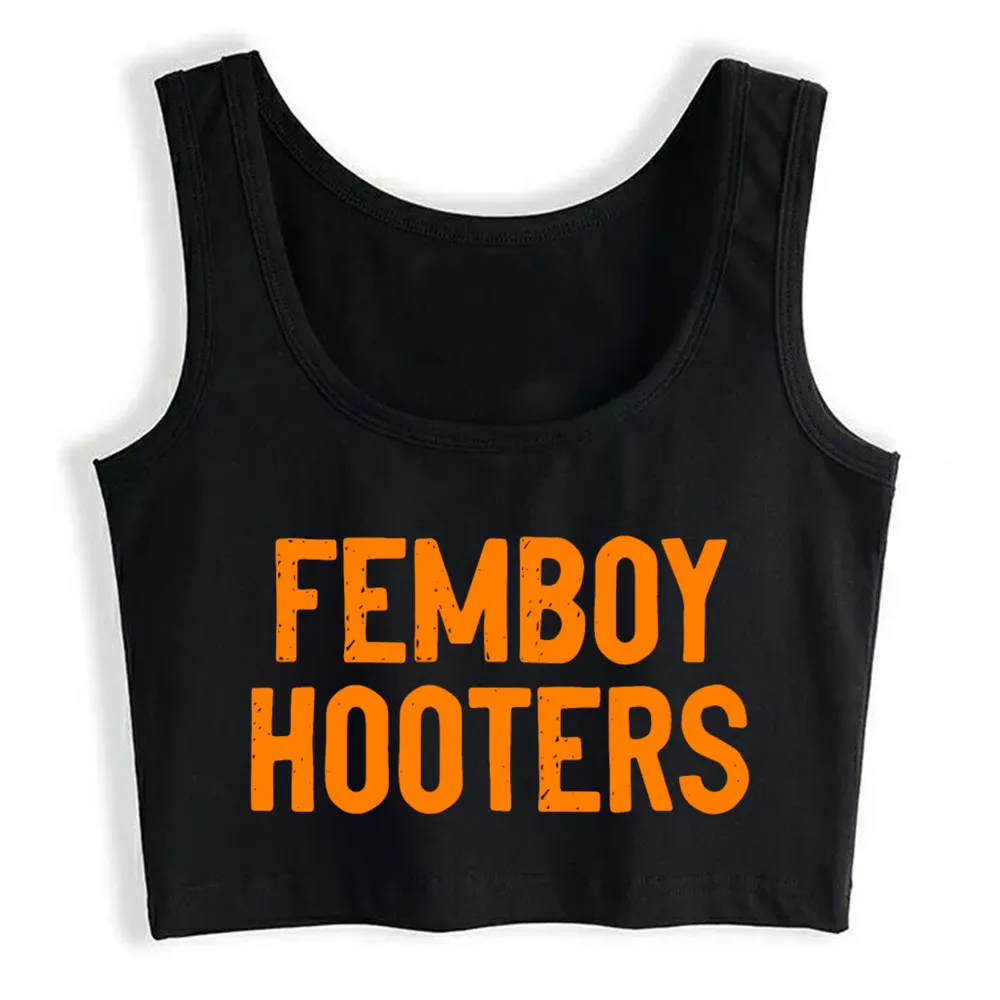 

Crop Top Female I Love Femboy Funny Black Print Tops Women