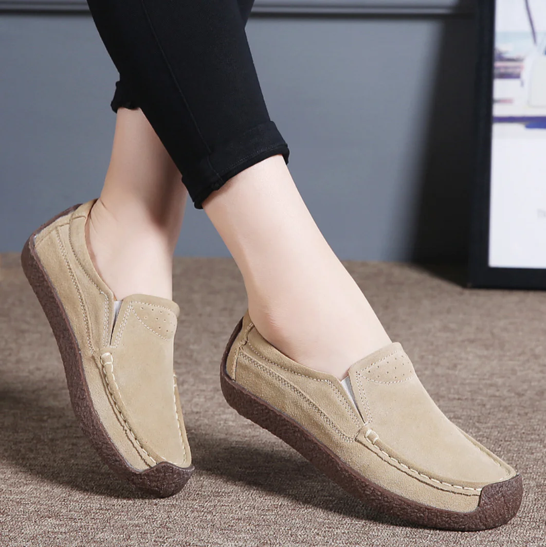 Размера плюс 42 женская обувь из натуральной кожи Женские слипоны на плоской