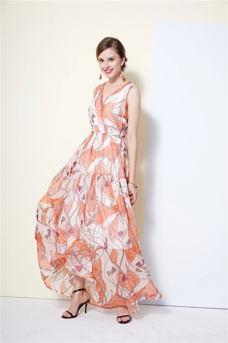 Женское дизайнерское платье-макси без рукавов длинное платье с принтом тотем в