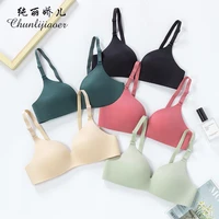 new girls traceless underwear with multi color and one piece detachable bra without steel ring push up bra seemless bra