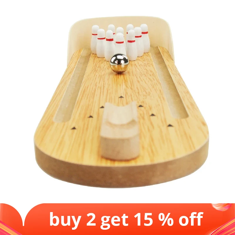 Mini Bowling Games Wooden Miniature Bowling Ball Set for Kids Adults Party Fun Indoor table games