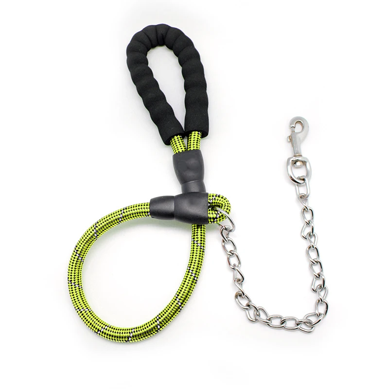 Светоотражающий Поводок-цепочка для больших собак из нержавеющей стали поводок