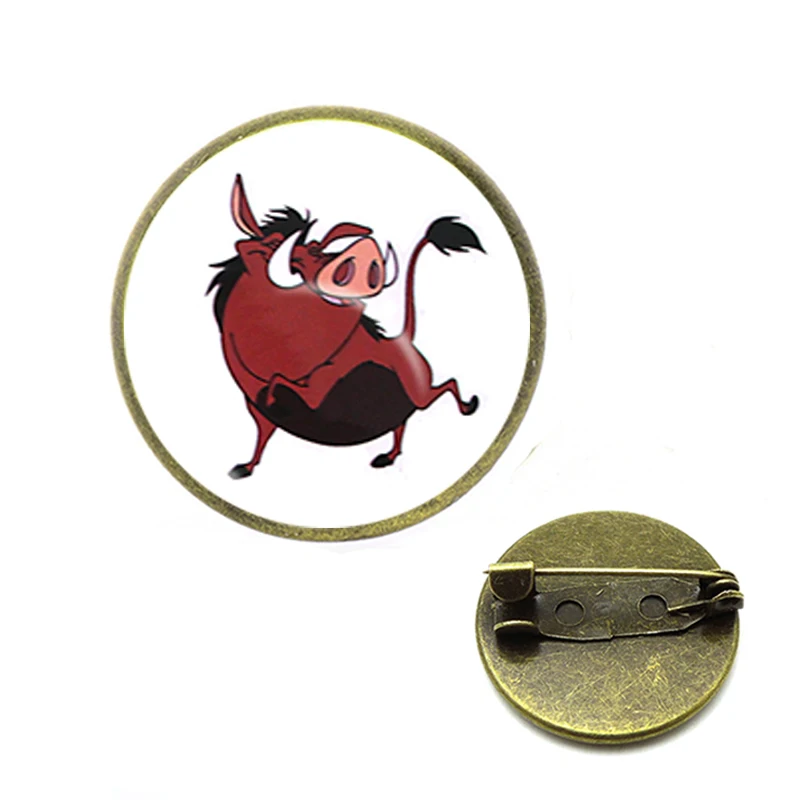 Милый Лев эмалированные булавки Pumbaa Броши для женщин и мужчин нагрудные рюкзак