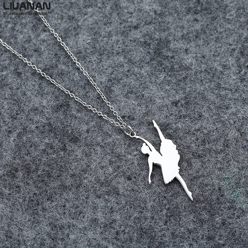

Fashion Ballerina Pendant Necklace For Women Girl Gift Choker Jewelry Stainless Steel Silver Color Pendant Jewelry Birthday